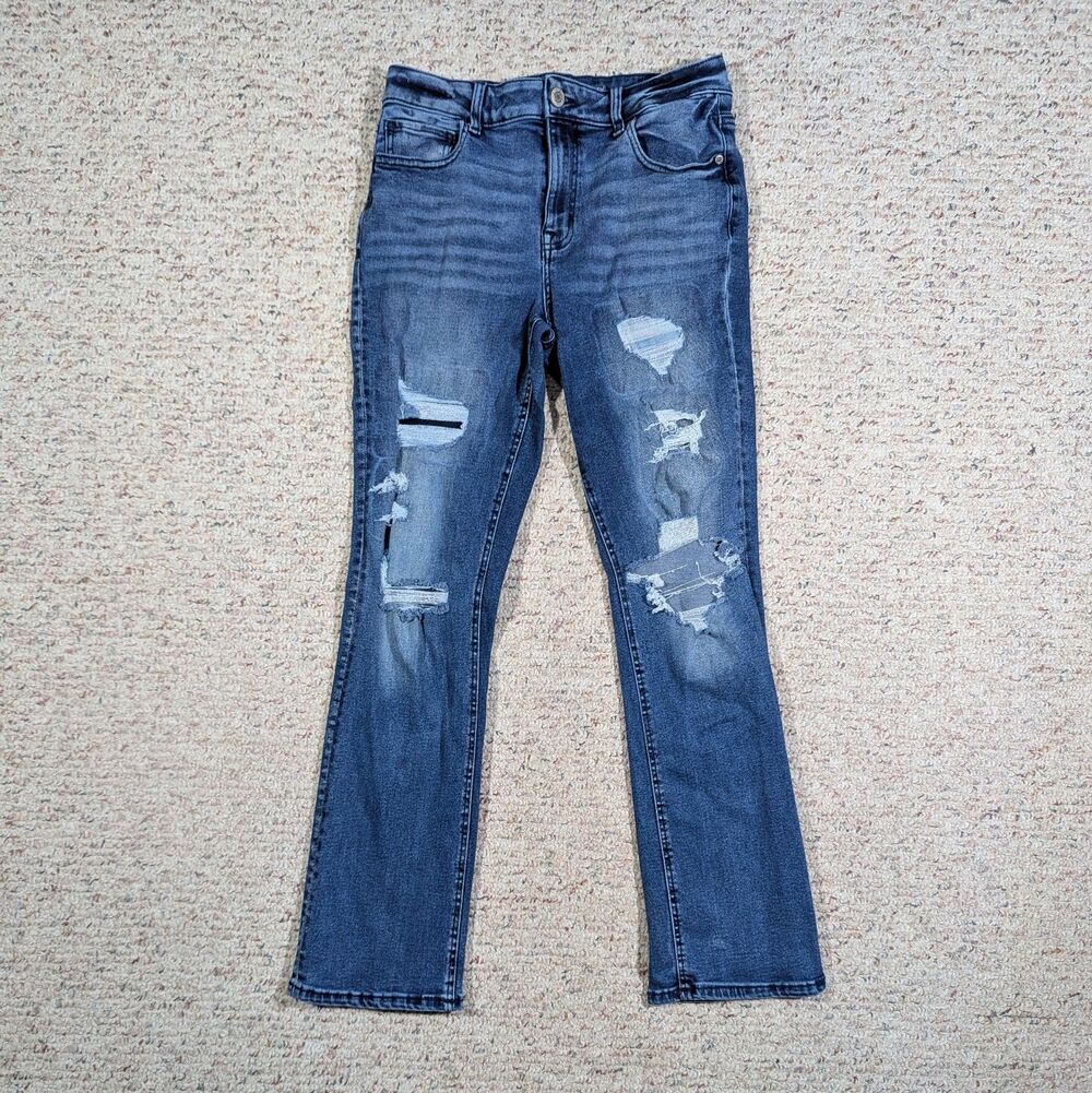M by Maurices High-Rise Blue Jeans Womens Size 8 Reg Distressed Stretch Straight